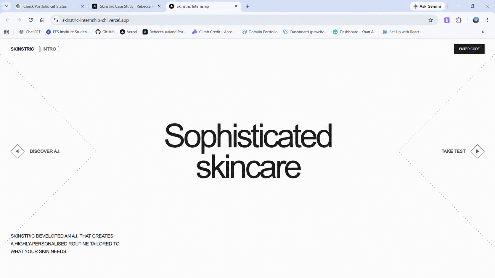 Skinstric internship homepage